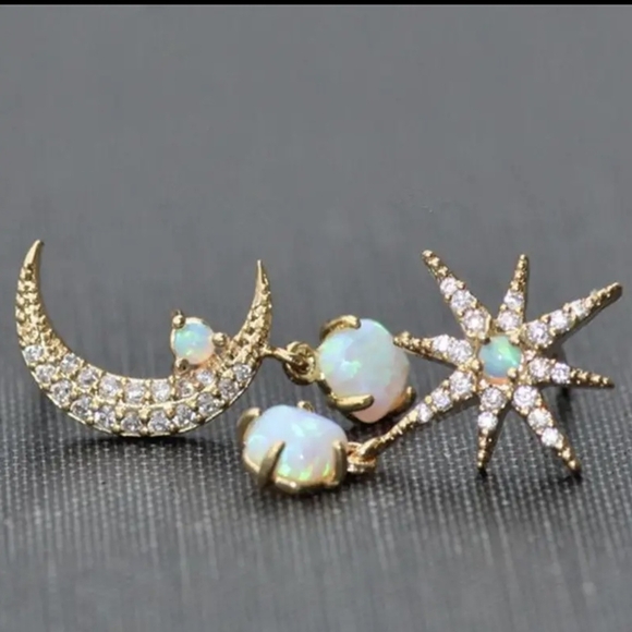 Celestial Gold and Opal Earrings - Picture 4 of 4